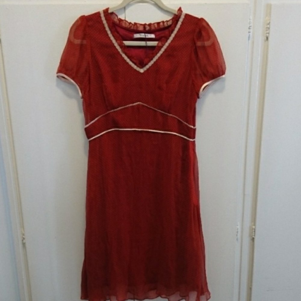 Rust Orange Polka Dot Silk Dress